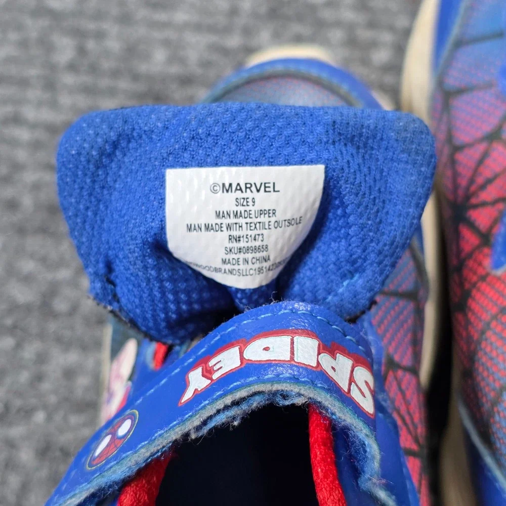 Marvel Athletic Sneakers Boy's Size 9 Blue Red Spidey‎ and His Amazing Friends